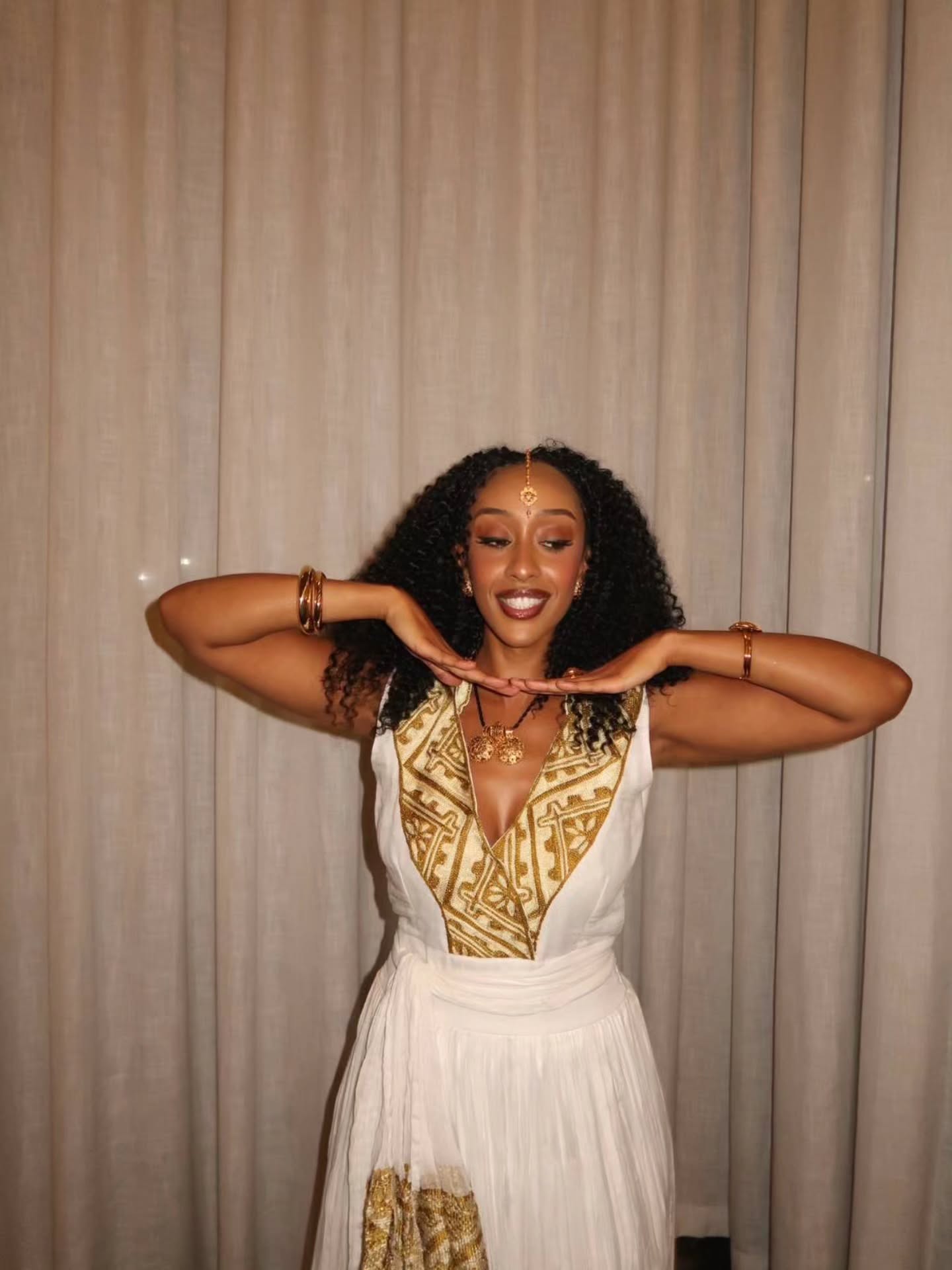 Sleeveless Habesha Dress Gold-Embroidered Ethiopian Traditional Clothing Graceful Habesha Dress 124