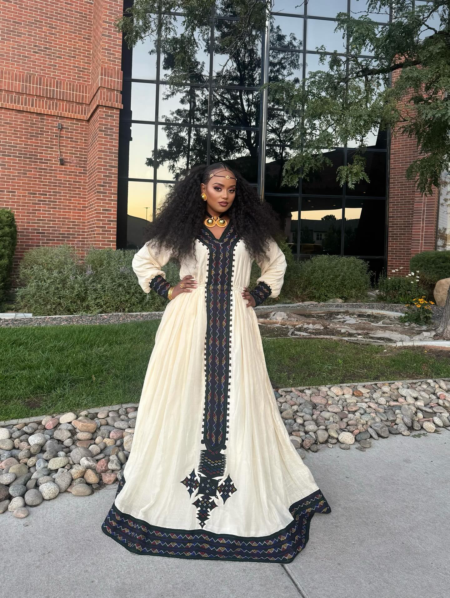 Elegant Black Embroidery Traditional Habesha Kemis Handwoven Habesha Dress Classic Ethiopian Clothing For Special Celebrations 142
