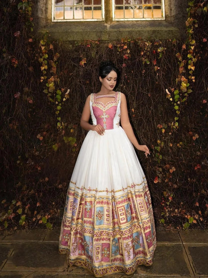 Majestic Traditional Ethiopian Wedding Dress Elegant Habesha Dress Multicolored Pattern Habesha Kemis 160