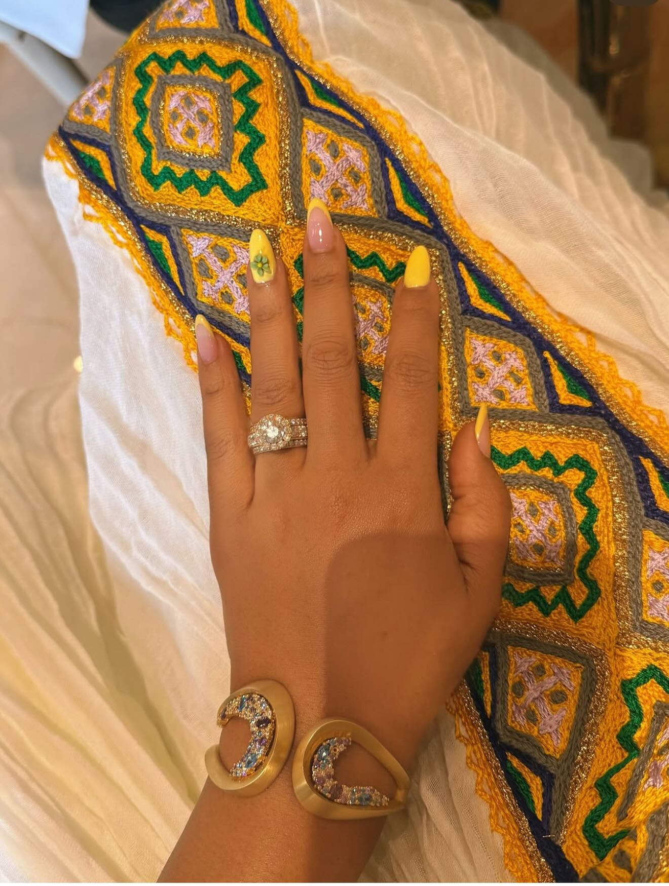 green and gold embroidery Habesha Dress Handwoven Habesha Kemis Festive Traditional Ethiopian Clothing 178