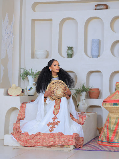 Traditional Ethiopian Dress White Habesha Kemis Authentic Habesha Dress Made from Traditional Habesha Cloth 125