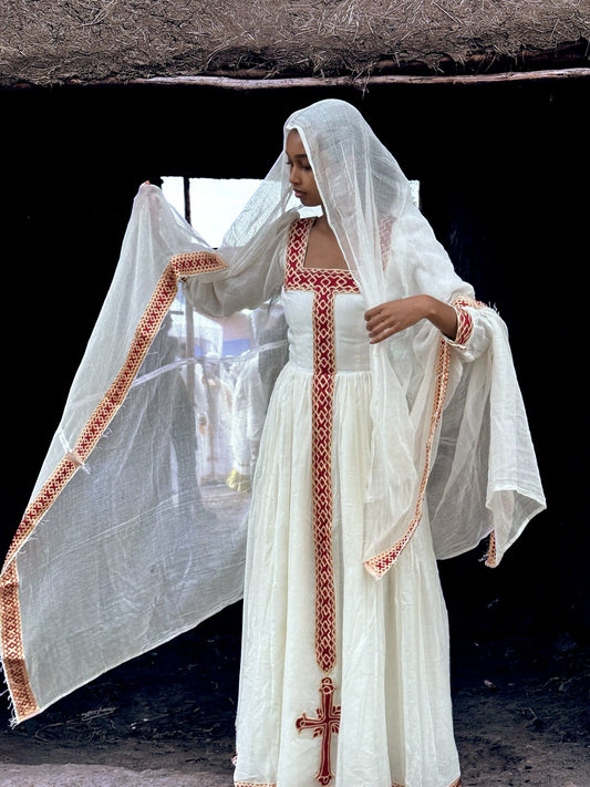 Elegant Eritrean Dress Style Habesha Traditional Kemis Ethiopian Clothing
