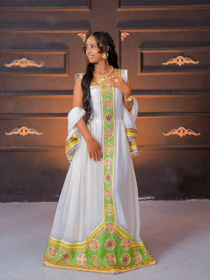 Matching Habesha Kemis and Men’s Outfit Elegant Ethiopian Couple Traditional Clothing Couple Set 178