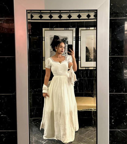 White Habesha Dress Festive Habesha Kemis Timeless Beauty in Traditional Ethiopian Clothing 187