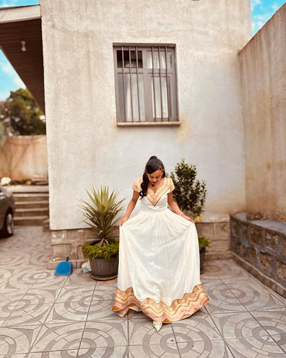 Short Sleeve Habesha Dress Traditional Ethiopian Clothing & Eritrean Dress Habesha Kemis For Special Occasion 201