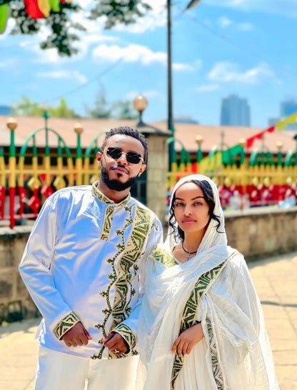 Stylish Habesha Dress Set Matching Ethiopian Couple Outfit for Special Occasions Couple Outfit 216
