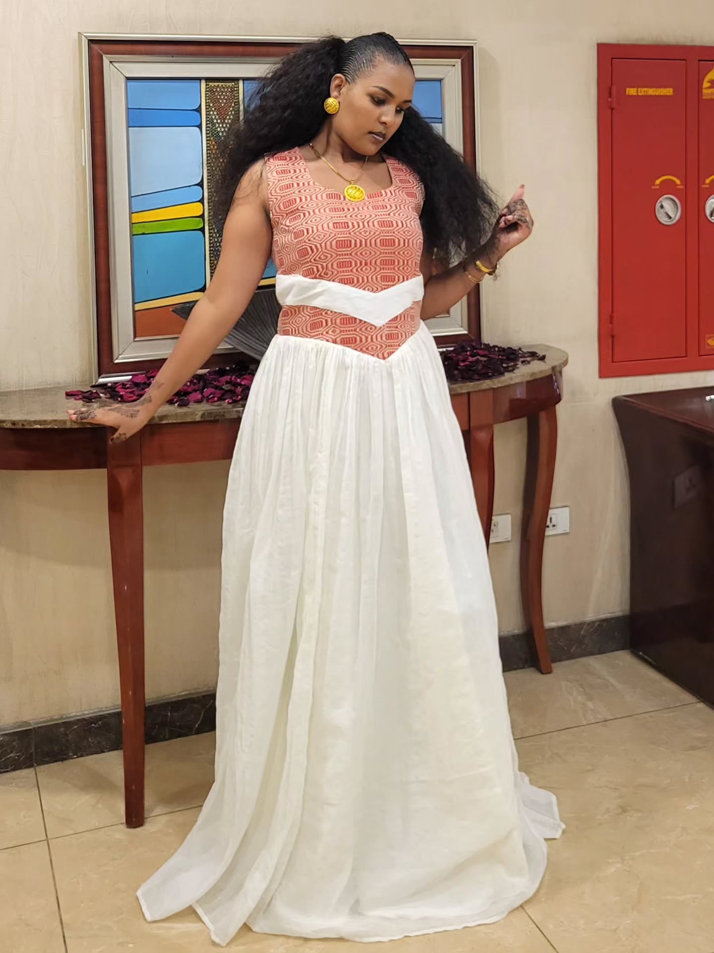 Handwoven Habesha Dress Traditional Ethiopian Cultural Style Sleeveless Habesha Kemis 228