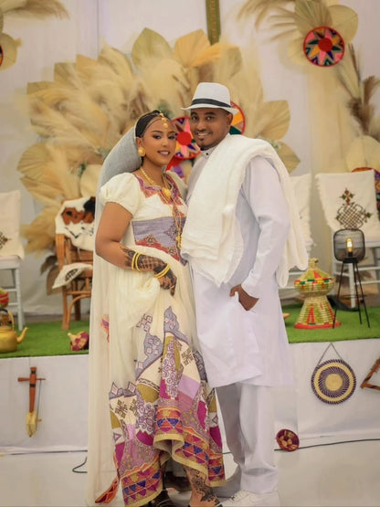 Royal Habesha Couple Outfit Matching Ethiopian Traditional Clothing Habesha Cultural Outfit 235