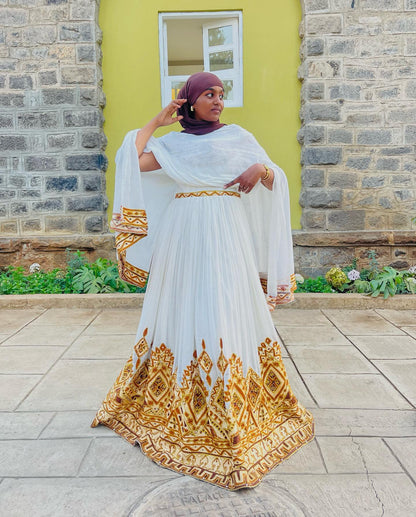 Graceful Habesha Kemis For Wedding  Gold Embroidery Habesha Dress Traditional Ethiopian Wedding Dress 236