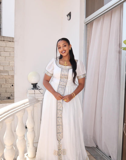 Classic Habesha Kemis Traditional Ethiopian Wedding Dress Handwoven Detail Habesha Dress 253
