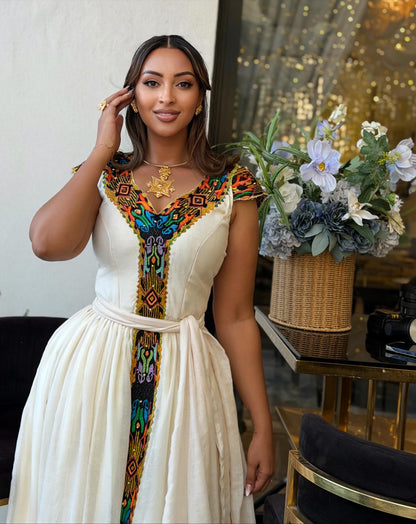 Beautifully Embroidered Habesha Kemis Colorful Habesha Dress Handcrafted Ethiopian Clothing 265