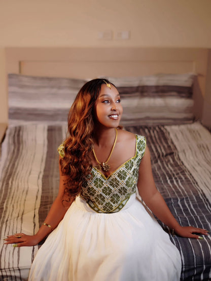 Habesha Dress Ethiopian Traditional Dress Sleeveless Habesha Kemis For Occasions 281