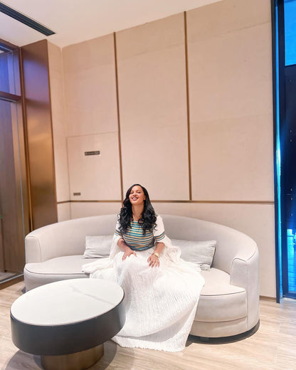 Stripped Habesha Kemis Festive Ethiopian Dress Multicolor Habesha Kemis 315