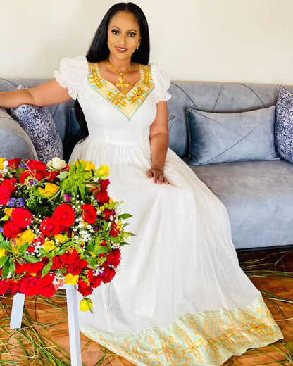 Habesha Kemis For Event Short Sleeve Habesha Dress Ethiopian Traditional Dress 329