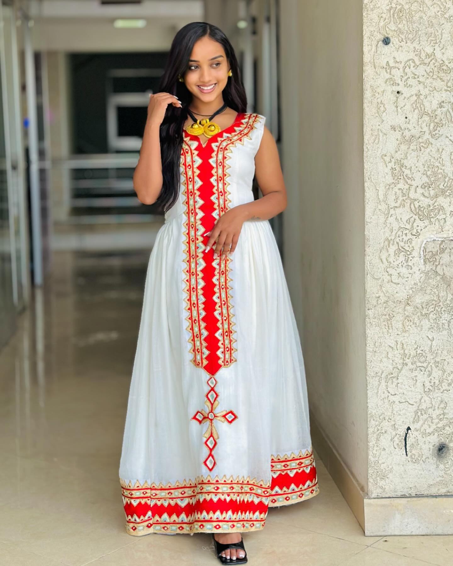 Habesha kemis heritage graceful Red Embroidery habesha dress Ethiopian clothing style 335