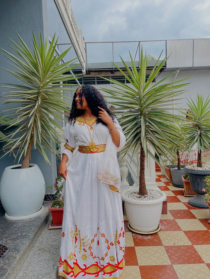 White Habesha Kemis Habesha Dress & Traditional Ethiopian Clothing