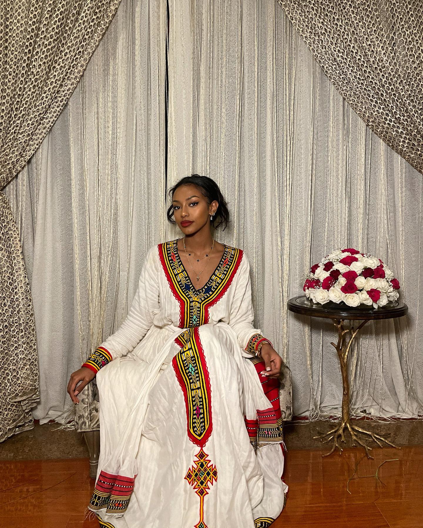 Handwoven Ethiopian Clothing Graceful Habesha Dress Multicolor Habesha Kemis 393