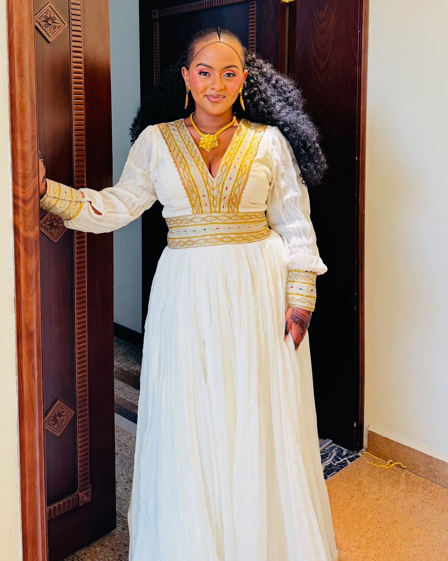 Golden Woven Habesha Kemis Long Sleeve Habesha Dress Ethiopian And Eritrean Dress 403