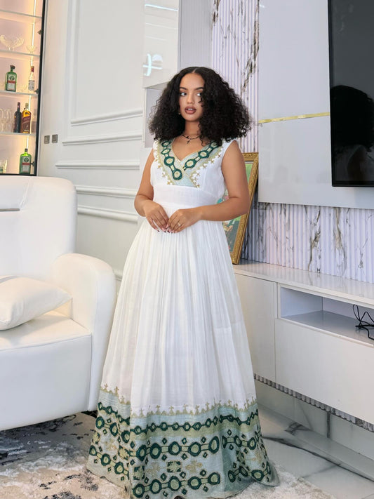 Elegant Sleeveless Habesha Dress Ethiopian Clothing Inspired Traditional Wear