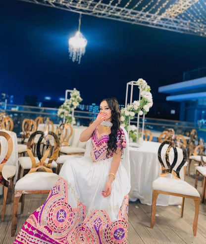 Luxurious Habesha Dress Ornate Embroidery Habesha Kemis Traditional Ethiopian Wedding Dress 416