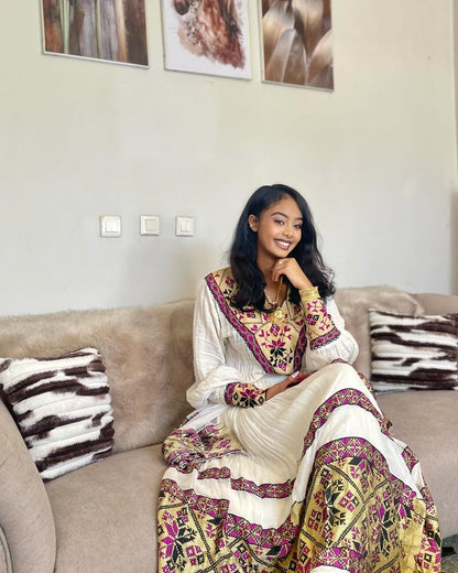 Classic Habesha Dress Traditional Ethiopian Dress For Festive Long Sleeve Habesha Kemis 425