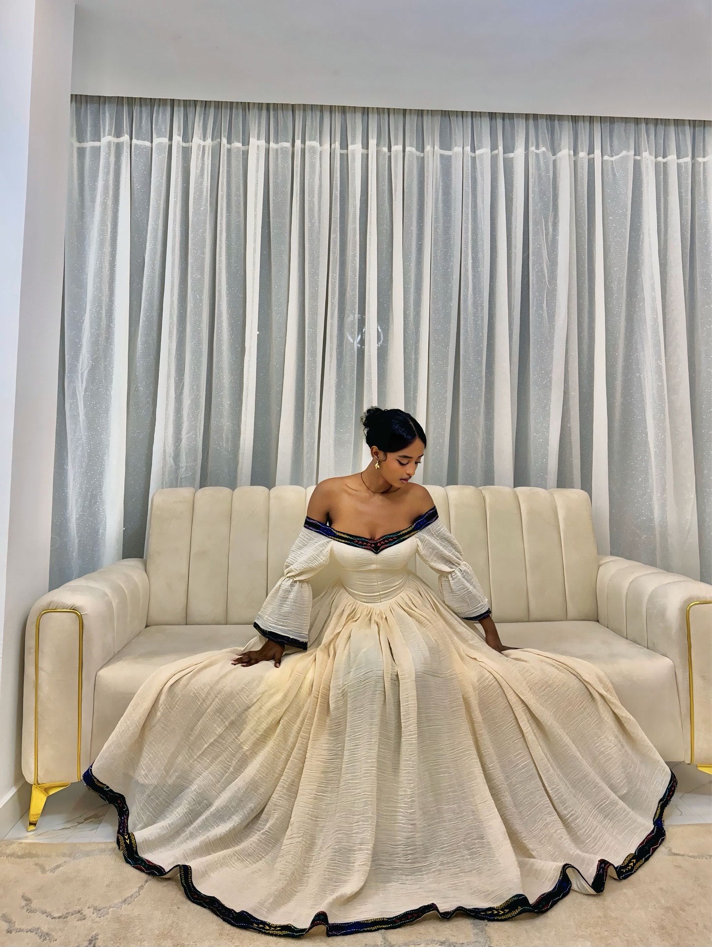 Off-Shoulder Habesha Dress Stylish Habesha Kemis For Festive Traditional Ethiopian Clothing 433