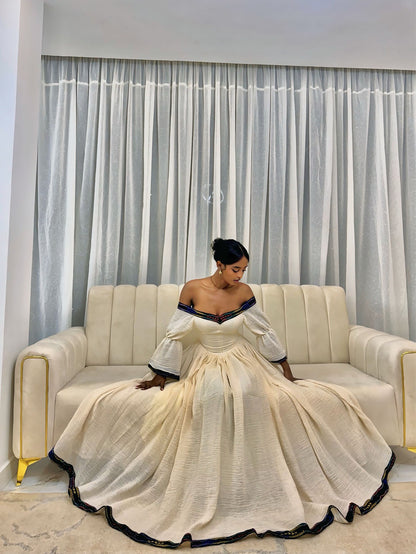 Off-Shoulder Habesha Dress Stylish Habesha Kemis For Festive Traditional Ethiopian Clothing 433