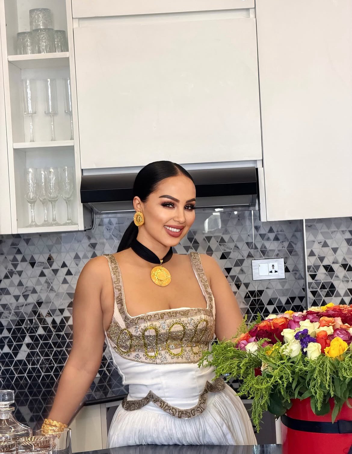 Sleeveless Ethiopian Wedding Dress Traditional Habesha Kemis Habesha dress For Wedding 443