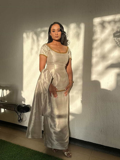 Habesha Kemis Heritage Style Short Sleeve Habesha Dress Traditional Ethiopian Clothing 445