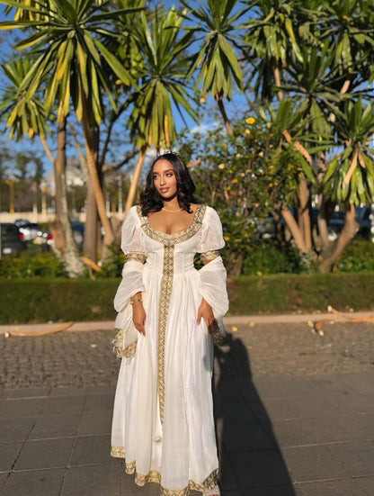 Puff Sleeve Habesha dress Vibrant Habesha Kemis Timeless Ethiopian Dress 460