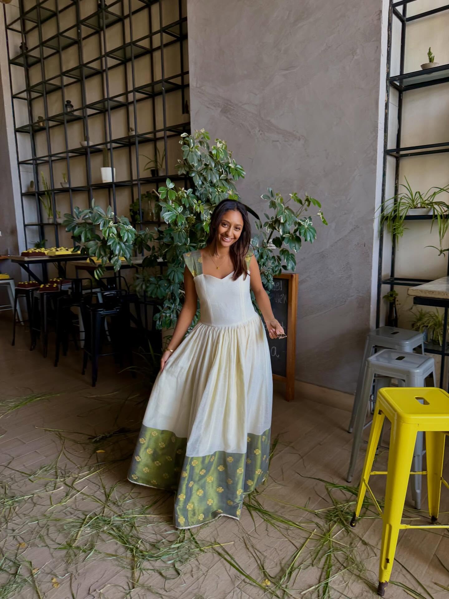 Green Woven Habesha Kemis Sleeveless Habesha Dress Beautiful Traditional Ethiopian Dress 464