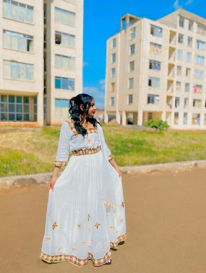 Cross Pattern Habesha Dress Timeless Habesha Kemis Traditional Ethiopian Clothing 469