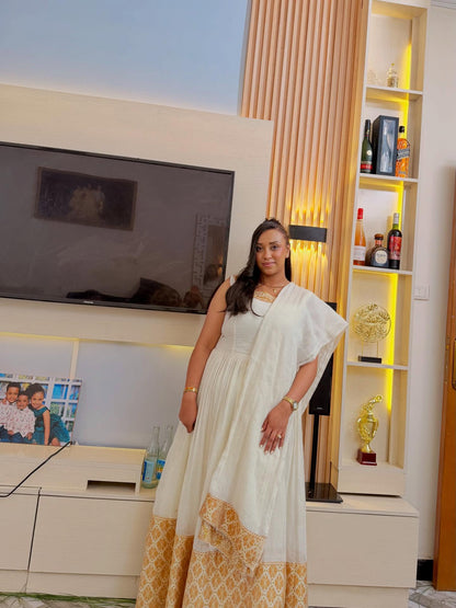 White Habesha Dress Timeless Traditional Ethiopian Clothing Long Sleeve Habesha Kemis For Festive 499