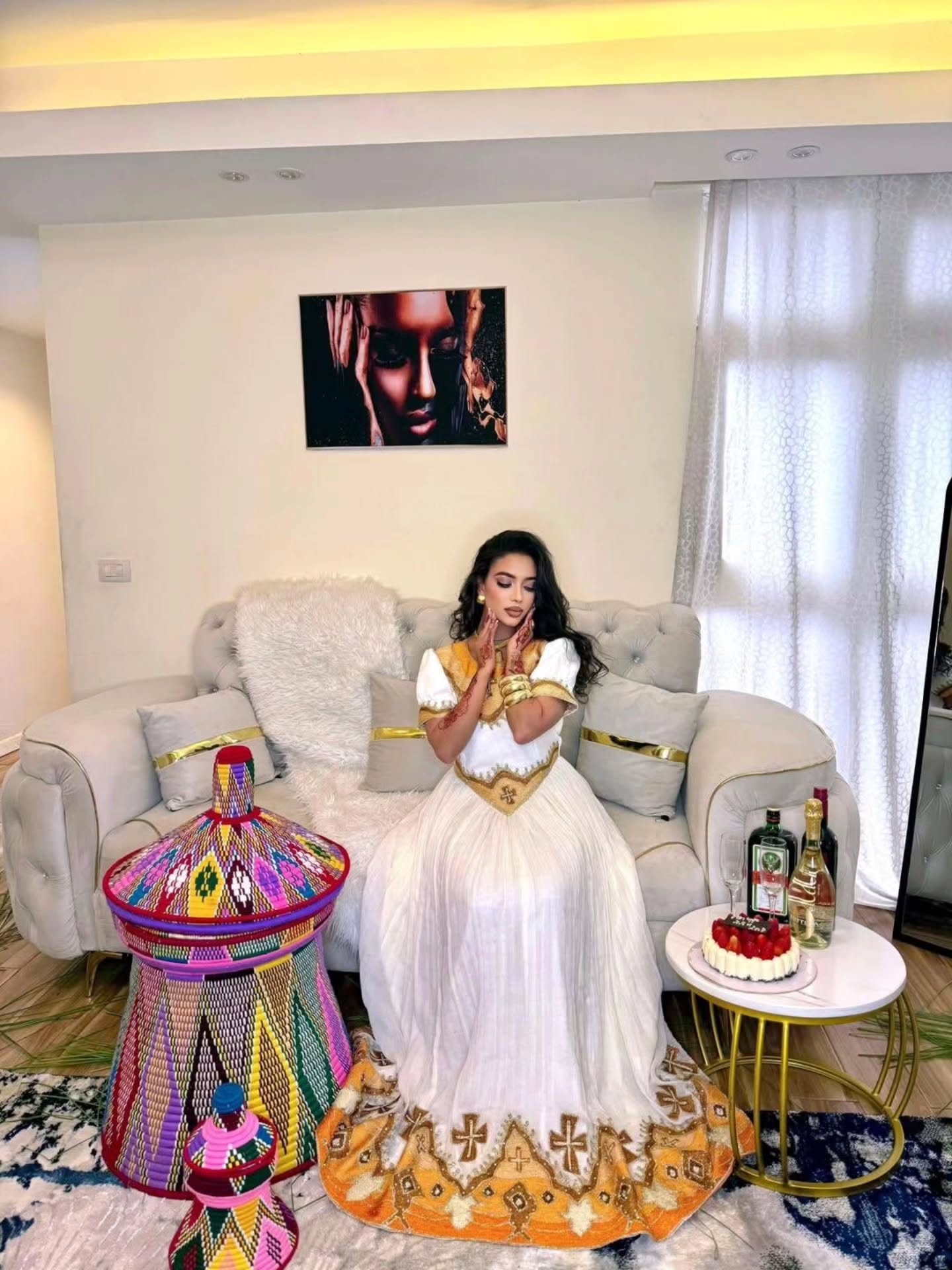 Habesha Kemis Inspired by Traditional Ethiopian Clothing White and Gold Habesha Kemis 521