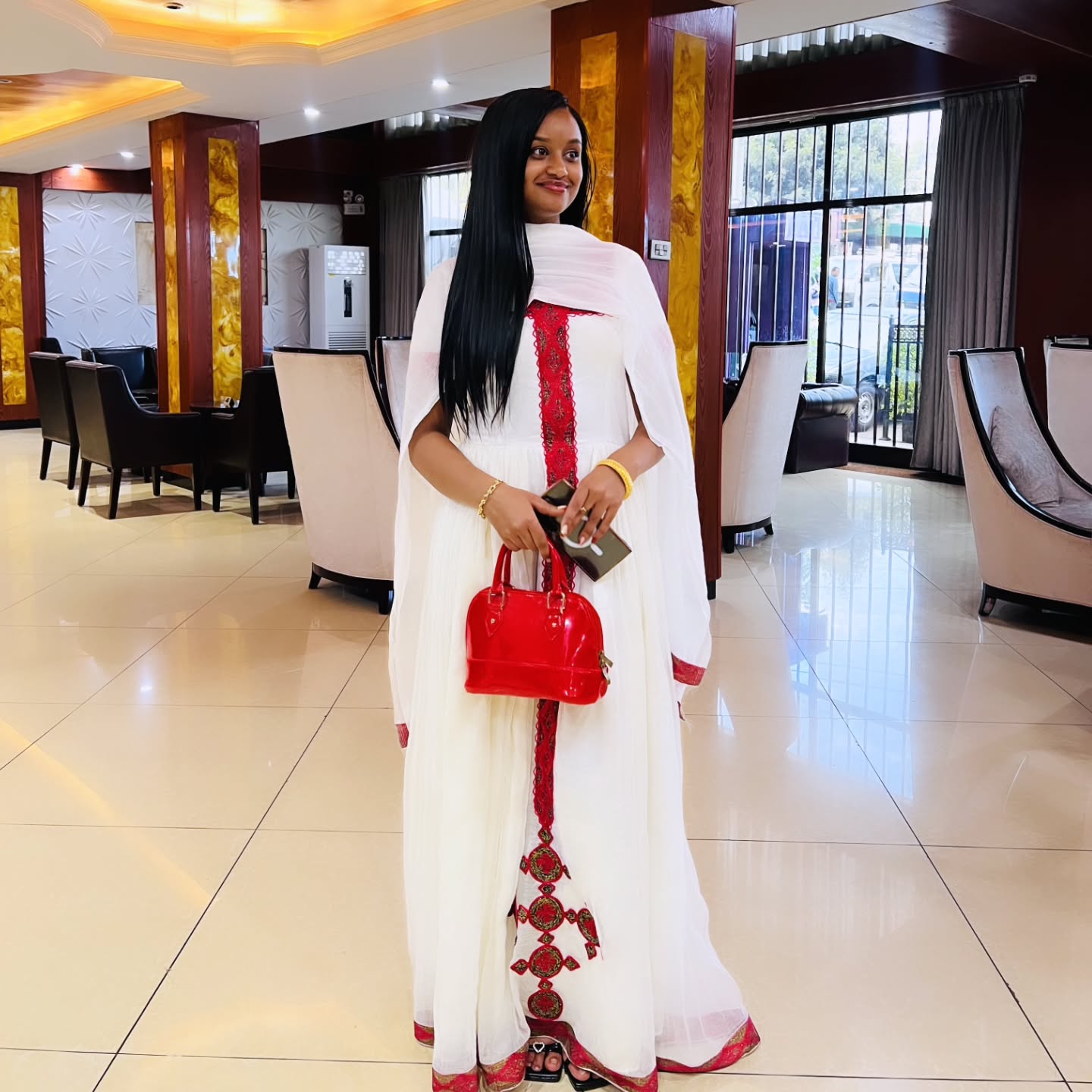 Short Sleeve Habesha Dress Red Embroidery Habesha Kemis Timeless Cultural Ethiopian Dress 534