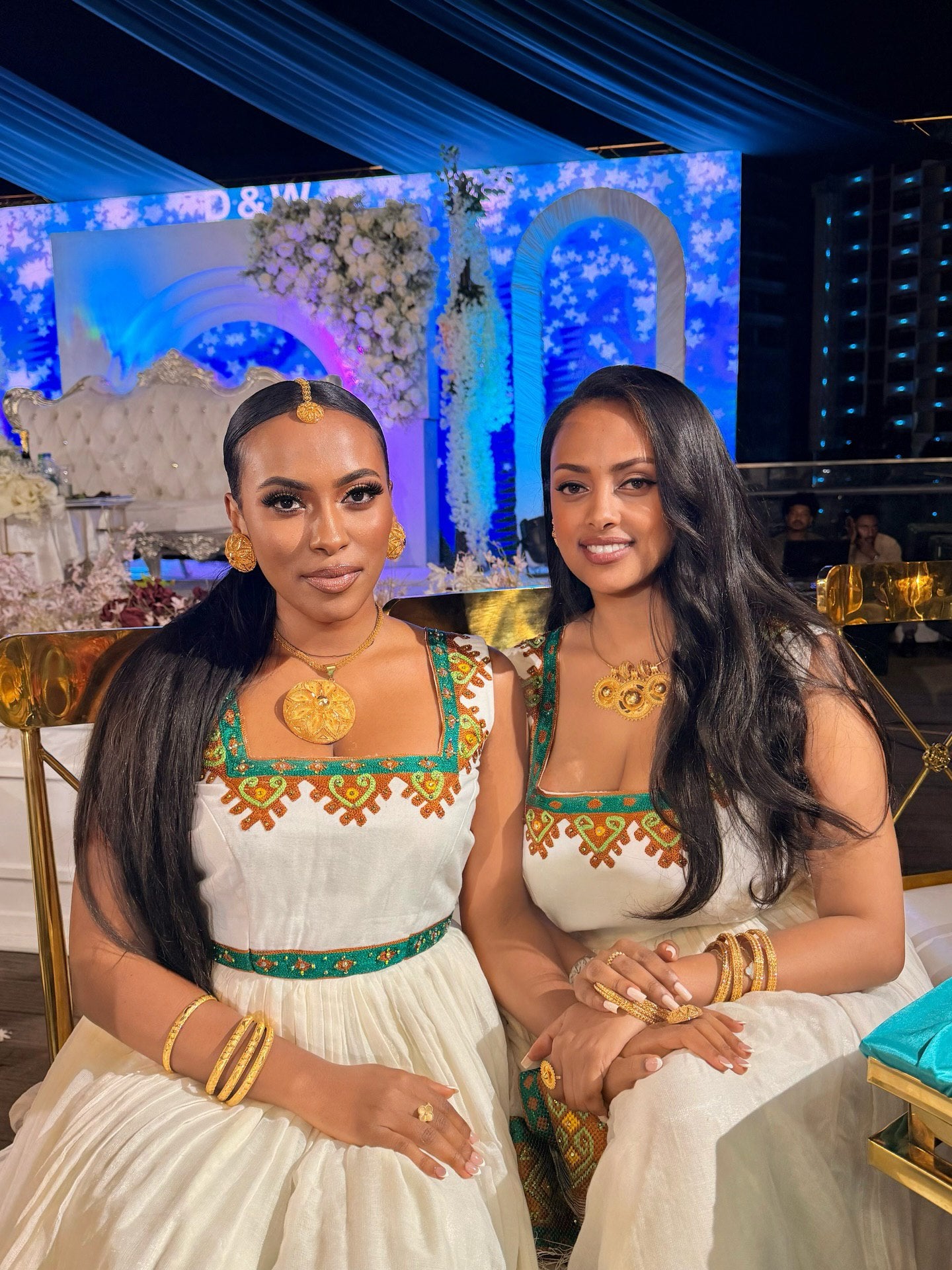 Sleeveless Habesha Kemis Green and Gold Ethiopian Dress Stylish Habesha Dress 598