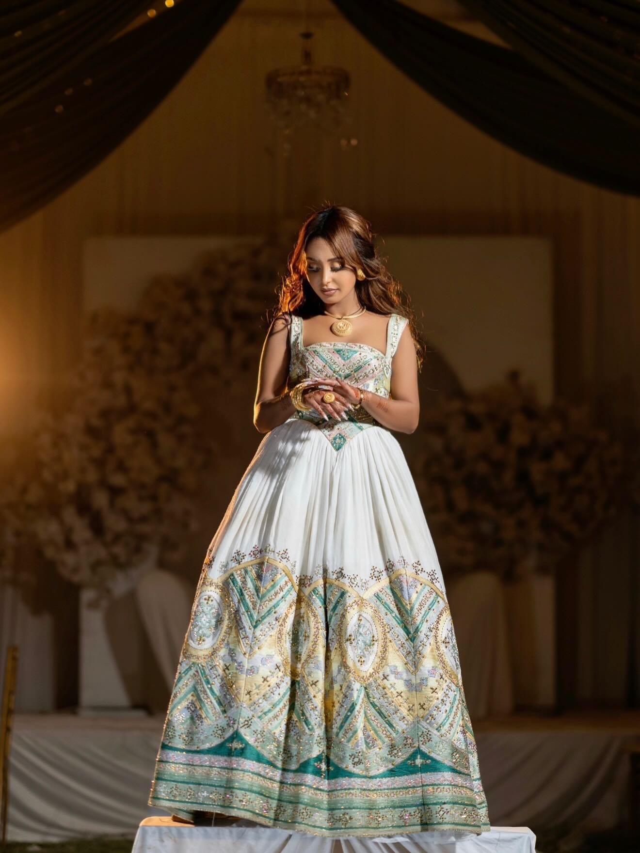 Luxurious Habesha Kemis Vibrant Ethiopian Wedding Dress Cultural Embroidery Habesha Dress 631