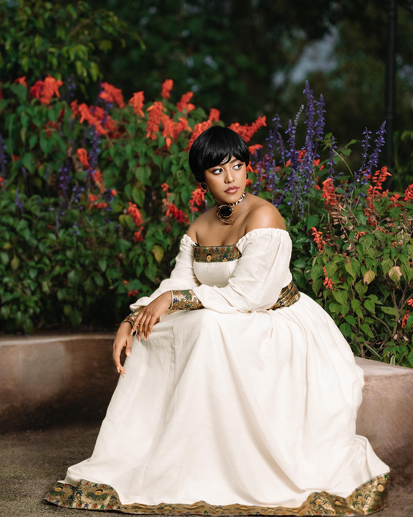 Off-Shoulder Habesha Kemis Long Sleeve Ethiopian Clothing Charming Habesha Dress 659