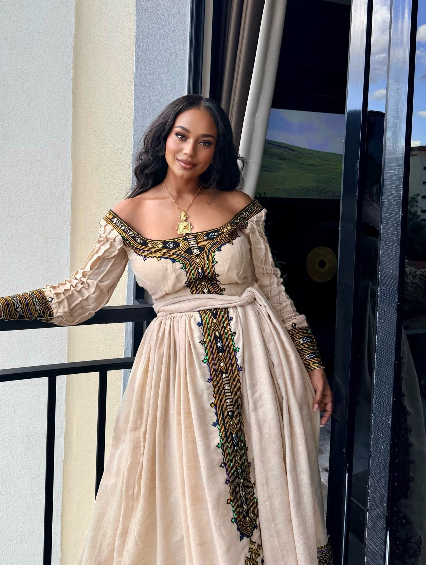Multicolor Woven Habesha Dress Long Sleeve Habesha Kemis Classic Ethiopian Clothing 703