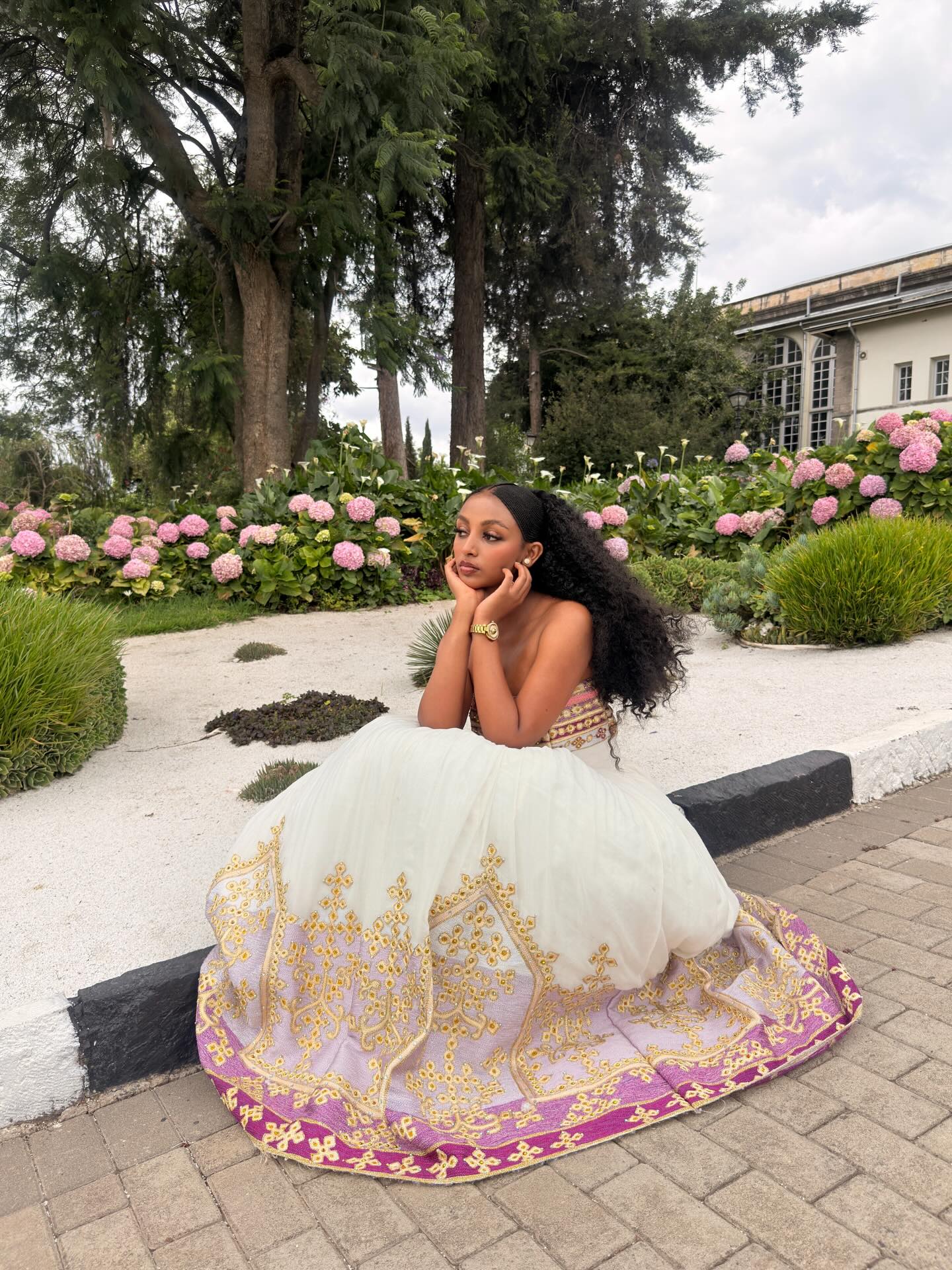 Charming Habesha Dress Strapless Pink Embroidery Habesha Kemis Ethiopian Traditional Wedding Dress 713