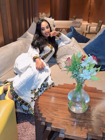 Long Sleeve Habesha Dress Multicolor embroidery Habesha Kemis Timeless Ethiopian Clothing 731