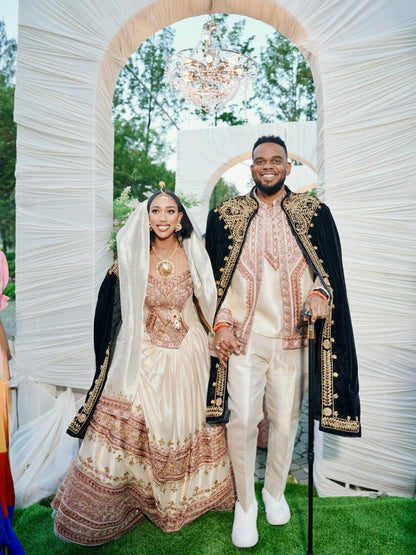 Couple Ethiopian Clothing Matching Habesha Kemis & Men's Set Traditional Ethiopian Clothing 753