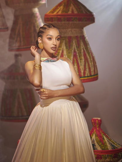 Traditional Ethiopian Clothing Sophisticated Eritrean Dress with Artistic Habesha Kemis Design 762