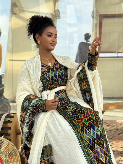 Long Sleeve Habesha Dress  Multicolor Ethiopian Clothing Timeless Traditional Habesha Kemis 890
