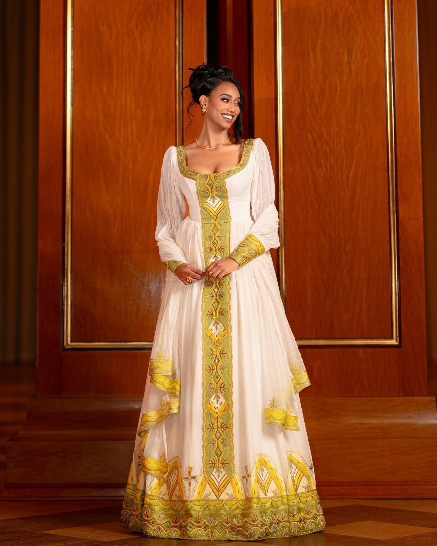 Ethiopian Traditional Dress Gold Embroidered Habesha Kemis & Cultural Attire Graceful Habesha Dress 155