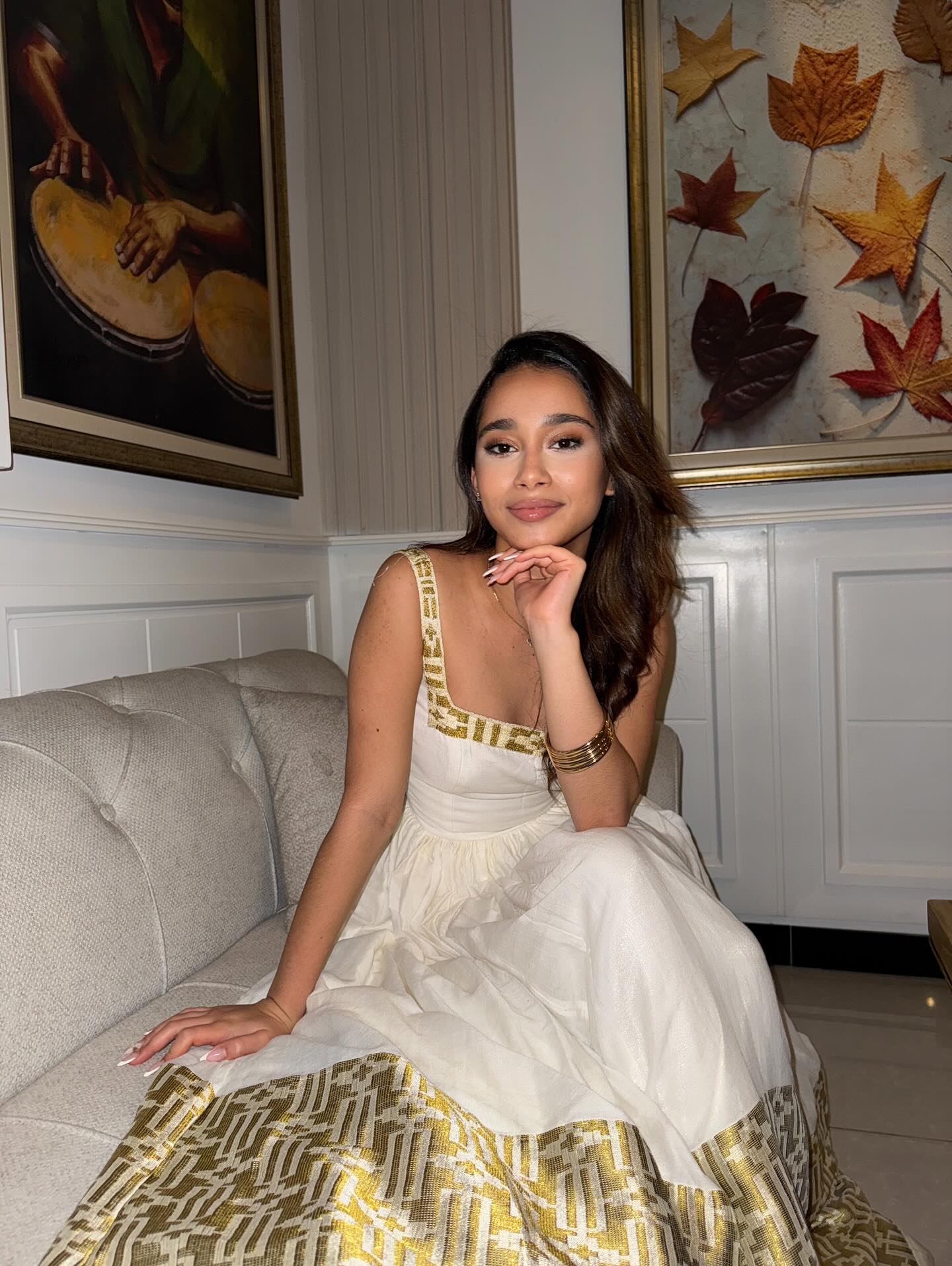 Sleeveless Ethiopian Traditional Dress white and gold Habesha Kemis Modern design Habesha Dress 180