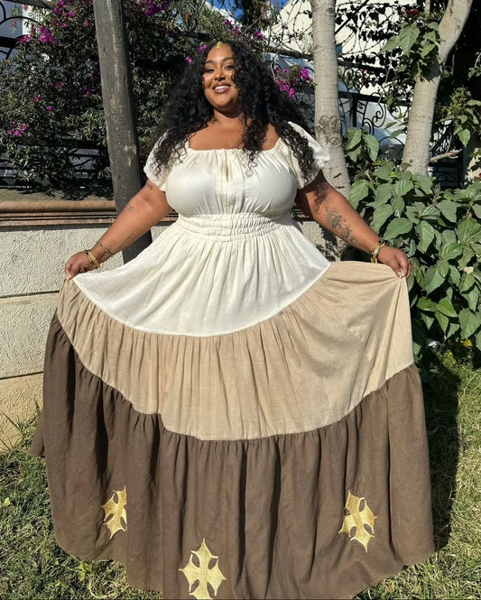 Earth Tone Habesha Kems Traditional Ethiopian Dress with Modern Style Stunning Habesha Dress 213