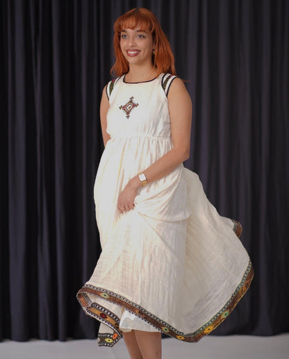 Sleeveless Habesha Dress Traditional Ethiopian White Cultural Kemis Stunning Habesha Kemis 233