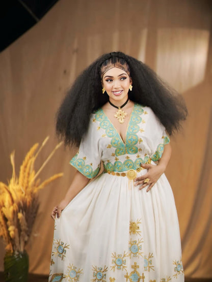 Beautiful Habesha Kemis Cultural Embroidery Habesha Dress For Wedding Traditional Ethiopian Dress 242