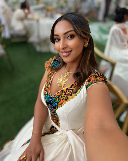 Beautifully Embroidered Habesha Kemis Colorful Habesha Dress Handcrafted Ethiopian Clothing 265